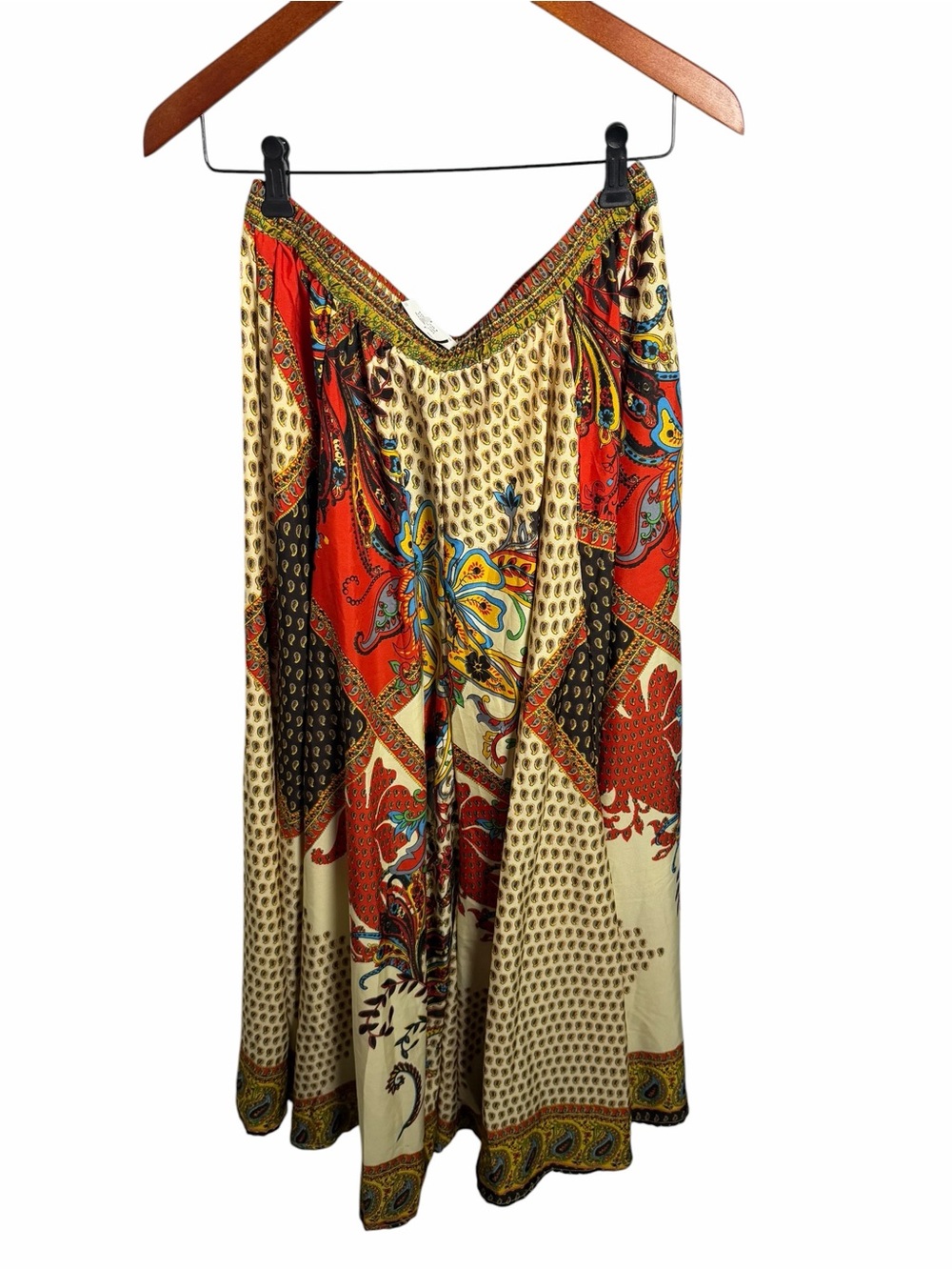 Bohemian Printed Maxi Skirt in Cream & Red - Picture 3 of 10